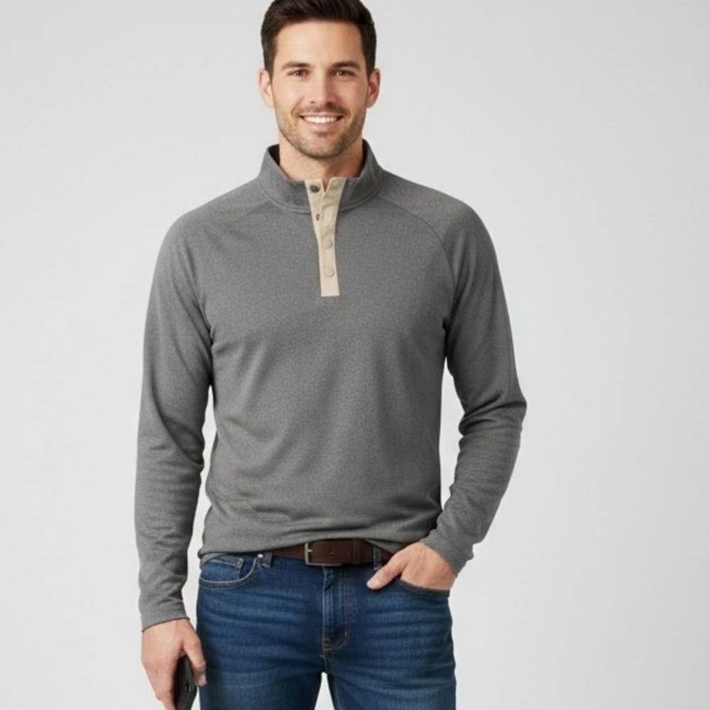 Swannies Golf Mens Medium Gray Quarter Snap Pullover Performance Stretch Shirt‎